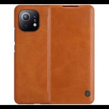 NILLKIN QIN tok álló, bőr hatású (FLIP, oldalra nyíló, bankkártya tartó) BARNA [Xiaomi Mi 11 5G] (5996591036090)