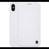 NILLKIN QIN tok álló, bőr hatású (FLIP, oldalra nyíló, bankkártya tartó) FEHÉR [Apple iPhone XS Max 6.5] (5996457808656)