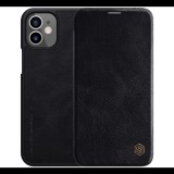 NILLKIN QIN tok álló, bőr hatású (FLIP, oldalra nyíló, bankkártya tartó) FEKETE [Apple iPhone 12 mini] (5996457998968)