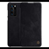 NILLKIN QIN tok álló, bőr hatású (FLIP, oldalra nyíló, bankkártya tartó) FEKETE [Huawei P40] (5996457943746)