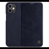 NILLKIN QIN tok álló, bőr hatású (FLIP, oldalra nyíló, bankkártya tartó) SÖTÉTKÉK [Apple iPhone 12 mini] (5996591003900)