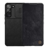 NILLKIN Samsung Galaxy S22 Plus 5G (SM-S906)  tok álló, bőr hatású (flip, bankkártya tartó, kamera védelem) fekete