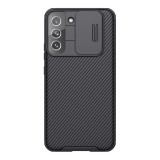 NILLKIN Samsung Galaxy S22 Ultra 5G (SM-S908) camshield pro műanyag védő (szilikon keret, kamera védelem) fekete