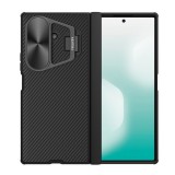 Nillkin Samsung Galaxy Z Fold7 (SM-F966) camshield prop szilikon védő (ütésálló, kameravédő, kitámasztó, csíkos) fekete
