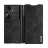 Nillkin Samsung Galaxy Z Fold7 (SM-F966) qin pro tok, bőr hatás (flip, kártyazseb, kameravédő, érintő ceruza) fekete