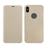 Nillkin SPARKLE Apple iPhone XS Max 6.5 műanyag telefonvédő (bőr hatású Flip, oldalra nyíló, logo kivágás) arany