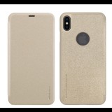 NILLKIN SPARKLE műanyag telefonvédő (bőr hatású FLIP, oldalra nyíló, logo kivágás) ARANY [Apple iPhone XS Max 6.5] (5996457814206)