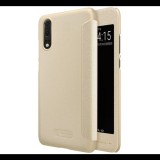 NILLKIN SPARKLE műanyag telefonvédő (mikroszálas bőr hatású aktív FLIP, oldalra nyíló, S-View Cover) ARANY [Huawei P20] (5996457759958) - Telefontok