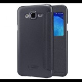 NILLKIN SPARKLE műanyag telefonvédő (mikroszálas bőr hatású FLIP, oldalra nyíló, hívószámkijelzés, S-View Cover) FEKETE [Samsung Galaxy J5 (2015) SM-J500] (5996457574148)