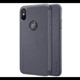 NILLKIN SPARKLE műanyag telefonvédő (mikroszálas bőr hatású FLIP, oldalra nyíló, logo kivágás) FEKETE [Apple iPhone XS 5.8] (5996457730292) - Telefontok