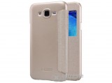 Nillkin SPARKLE S-View Cover műanyag tok Samsung Galaxy J7 (2015) SM-J700 készülékhez, arany