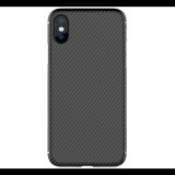 NILLKIN SYNTHETIC FIBER műanyag telefonvédő (környezetbarát, karbon minta) FEKETE [Apple iPhone XS 5.8] (5996457727162)