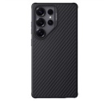 NILLKIN SYNTHETIC FIBER PRO műanyag telefonvédő (aramid bevonat, légpárnás sarok, karbon minta, MagSafe) FEKETE Samsung Galaxy S25 Ultra (SM-S938)