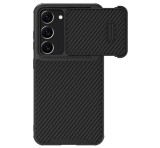 NILLKIN SYNTHETIC FIBER S műanyag telefonvédő (környezetbarát, kamera védelem, karbon minta) FEKETE Samsung Galaxy S23 (SM-S911)