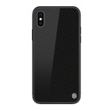 Nillkin TEMPERED PLAID védő Apple iPhone XS Max 6.5 szilikon keret (BUMPER, edzett üveg hátlap, négyzet minta) fekete