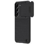 NILLKIN TEXTURED S műanyag telefonvédő (szilikon keret, 3D minta, kamera védelem, vezeték nélküli töltés) FEKETE Samsung Galaxy S23 Plus (SM-S916)