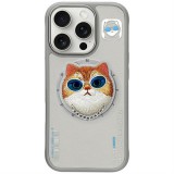 Nimmy Glasses Cool Cat MagSafe-kompatibilis tok iPhone 16 Pro - szürke