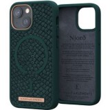Njord byELEMENTS Salmon Leather MagSafe iPhone 13 mini tok Jörd - sötétzöld (SL14132) (SL14132) - Telefontok