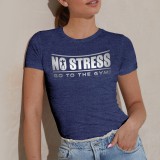 No stress, go to the gym! - női póló (navy kék-ezüst)