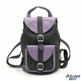 Női bőr hátitáska, hátizsák, fekete-lila