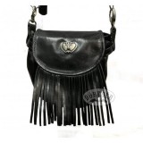 Női bőr válltáska, rojtos