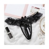 Női szexi, kivágott csipkebugyi gyöngyökkel – fekete