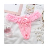 Női szexi, kivágott csipkebugyi gyöngyökkel – rózsaszín