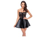 Noir - csipke felsős fényes miniruha (fekete)