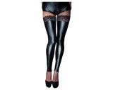 Noir - csipkés fényes combfix (fekete)