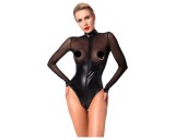 Noir - fényes body átlátszó betéttel (fekete)