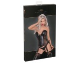 Noir - leopárd mintás, harisnyatartós felső (fekete)