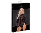 Noir - leopárd mintás, hosszúujjú body (fekete)