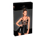 Noir - neccbetétes lakk ruha (fekete)