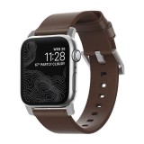 Nomad Leather Strap Brown, silver - Apple Watch Ultra (49mm) 8/7 (45mm)/6/SE/5/4 (44mm)/3/2/1 (42mm) NM1A4RSM00
