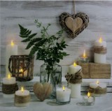 Noname 10 LEDes világító falikép gyertyás szíves 40x40cm 02531