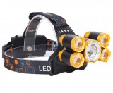 Noname 200w 5 LED Fejlámpa 1x T6 + 4x R5 Cree Led 2db Akkumulátorral