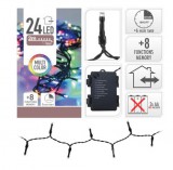 Noname 24 LEDes fényfüzér színes 8 funkciós kül- és beltéri elemes 230cm AX8415400