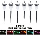 Noname 6db-os Vezeték nélküli Napelemes Színváltó RGB LED lámpa kerti lámpa fényérzékelős leszúrható - X...