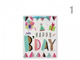 Noname Ajándéktasak Happy Birthday pasztell közép 18x8x23cm 4féle 03126