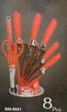 Noname Bachmayer 8 részes Késkészlet állvánnyal ollóval - BM-6851 - Piros