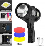 Noname BIG Keresőlámpa P50 LED Napelemes Elemlámpa Akkumulátorral színszűrővel - W5112