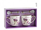 Noname Bögre +kiskanál levendulás 2+2db 2dl díszdobozban 2féle 01317