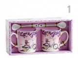 Noname Bögre +kiskanál levendulás 2+2db 2dl díszdobozban 4féle 01315