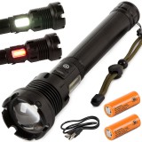 Noname Brutál Big Zseblámpa CREE XHP160 + COB Led Elemlámpa 2x26650 Akkumulátorral Zoom USB 26,5cm - BL-...