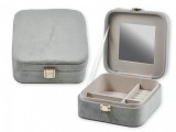 Noname Ékszertartó doboz kocka szürke tükrös 15,5x16cm 04140 - Ékszertartó díszdoboz