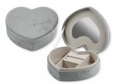 Noname Ékszertartó doboz szív szürke tükrös 21x19cm 04138 - Ékszertartó díszdoboz