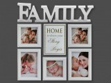 Noname Fali fényképtartó szett Family 2db 10x15cm-es és 3db 10x10cm-es képhez Home táblával 03624 - Fény...