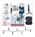 Noname Karácsonyi 192 LEDes fényfüzér hidegfehér 8 funkciós kül- és beltéri elemes 15m AX8415030 - Karác...