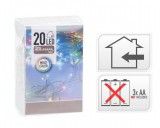 Noname Karácsonyi 20 LEDes fényfüzér színes beltéri elemes 230cm AXS000720 - Karácsonyi LEDes fényfüzér...