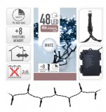 Noname Karácsonyi 48 LEDes fényfüzér hidegfehér 8 funkciós kül- és beltéri elemes 4m AX8415010 - Karácso...